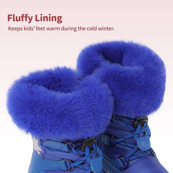 Kids Non-Slip Fur Lined Snow Boots - ROYAL BLUE - 3